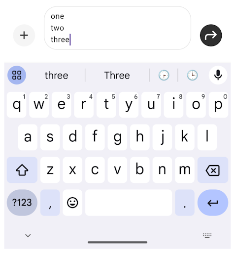 Screenshot of entering text on mobile