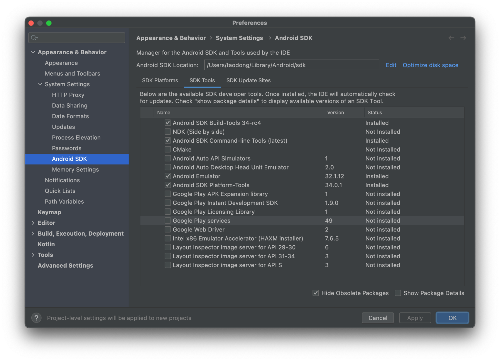 Android Studio SDK Manager