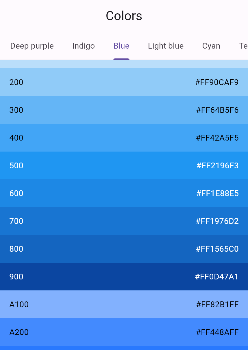 包含蓝色色调的 ListView